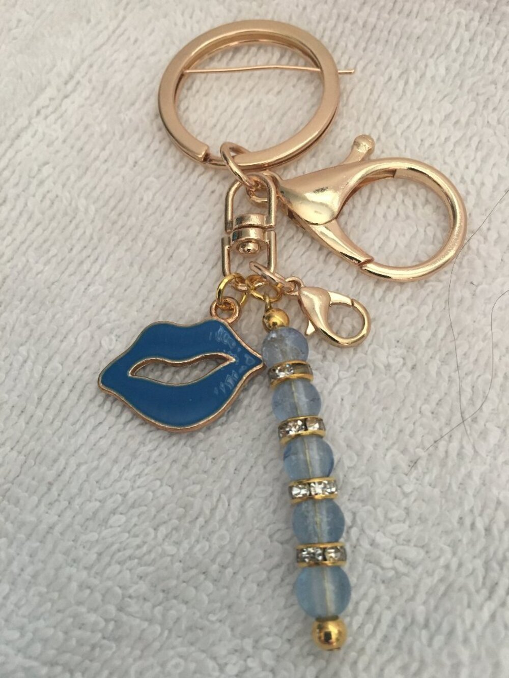 Blue Lips Beaded Keychain – Cute Bag Charm
